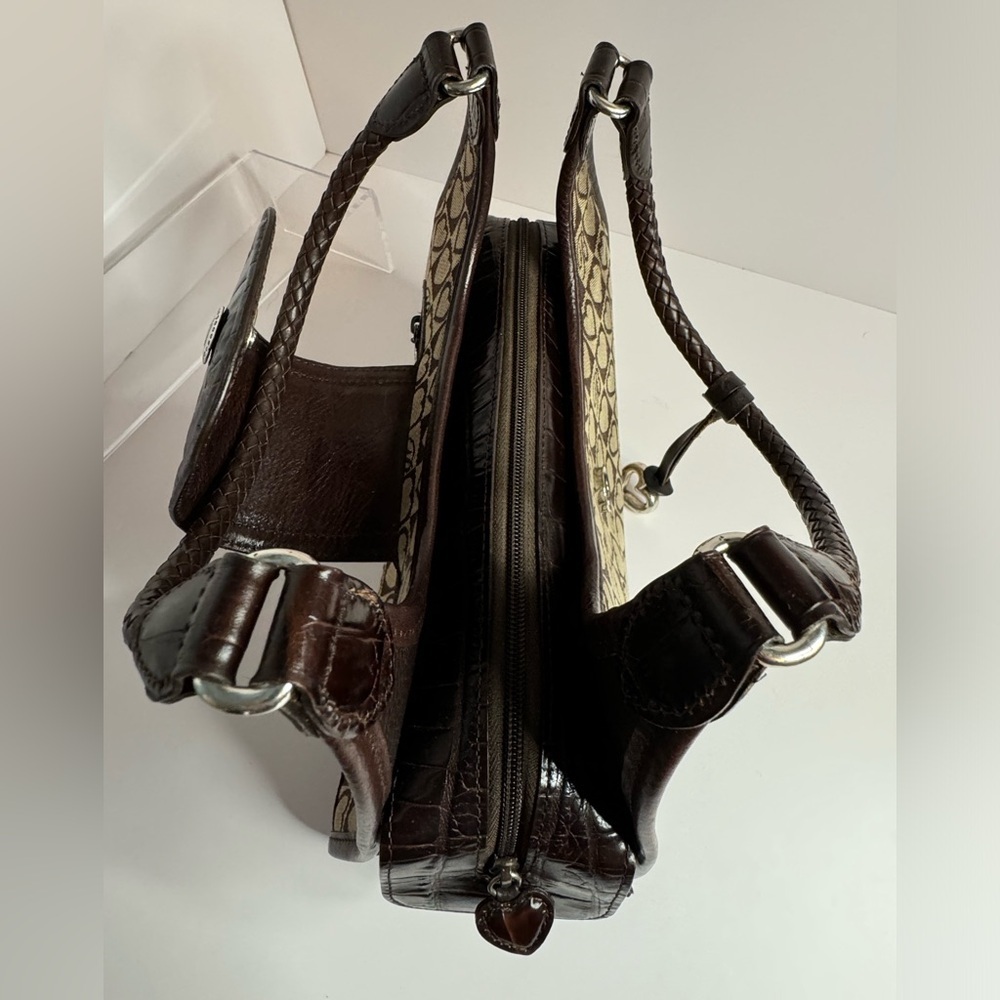 ๐#163 Brighton Heart Signature Jacquard & Croc Embossed Leather Shoulder Bag - Picture 16 of 16